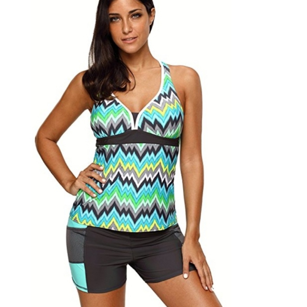 Racerback tankini and swim short